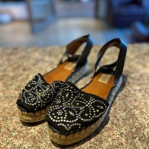 Valentino Garavani Leather Espadrilles Black